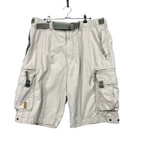 Abercrombie & Fitch Paratropper Cargo Shorts Mens 36 Tan Y2k Retro Grunge Belt